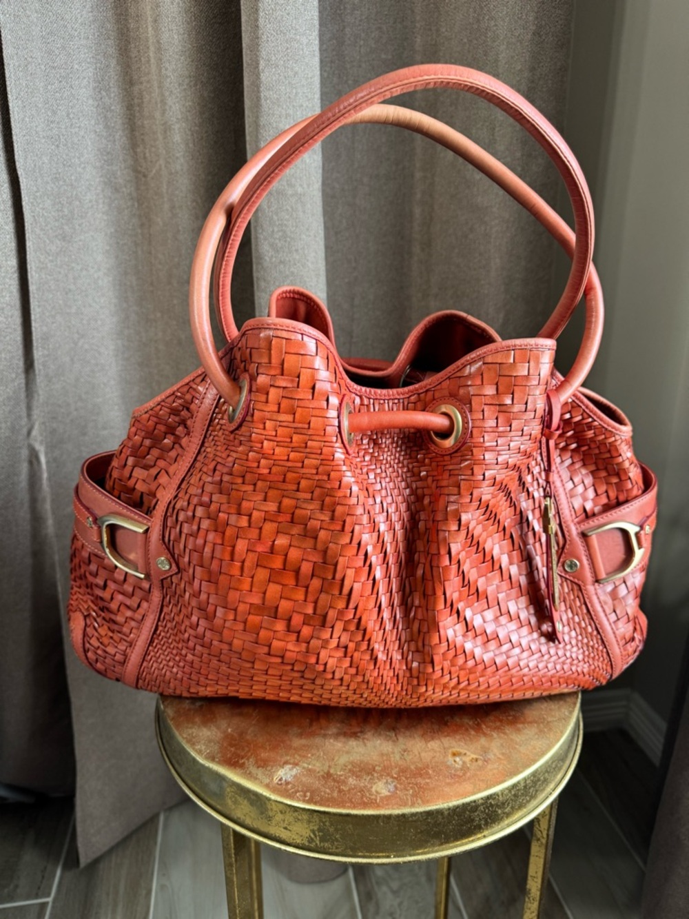 Cole Haan Orange Leather Hobo Shoulder Bag